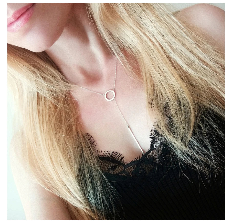 Minimalist Round Stick Pendant Necklace