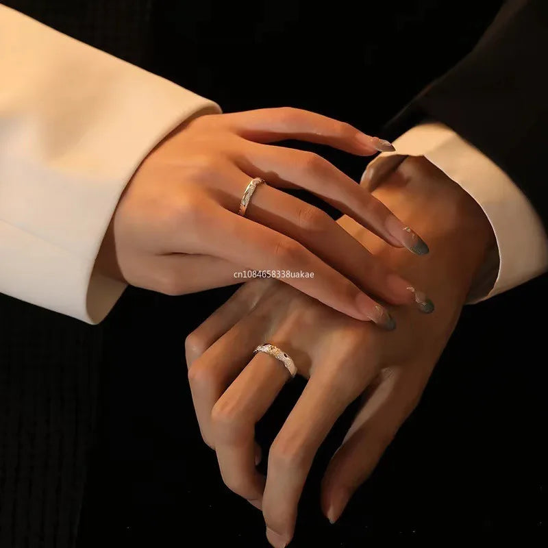 1Pcs Vintage Promise Band Rings Adjustable Matching Rings Sun and Moons