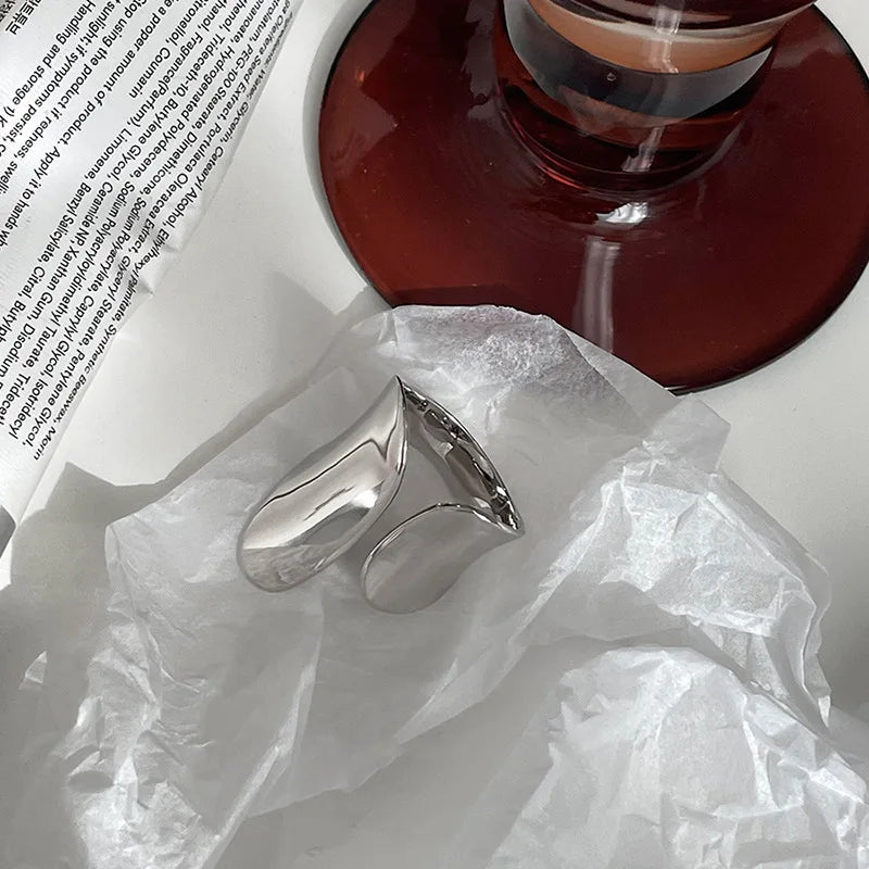 Minimalist Silver Color Cuff Rings
