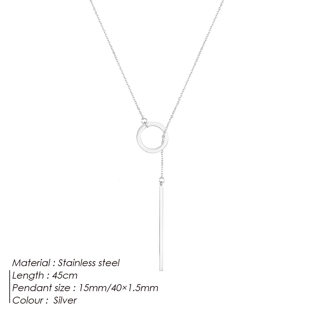 Minimalist Round Stick Pendant Necklace