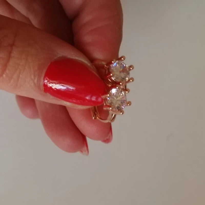 Classic Six Claw Clear  Zirconia Rose Gold Color