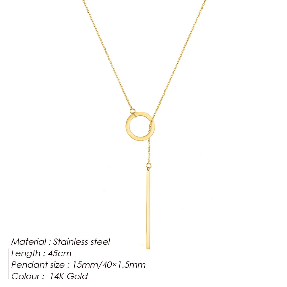 Minimalist Round Stick Pendant Necklace