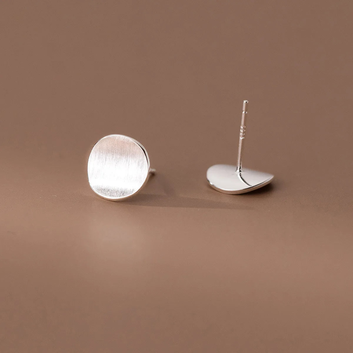 925 Sterling Silver Frosting Round Stud Earrings