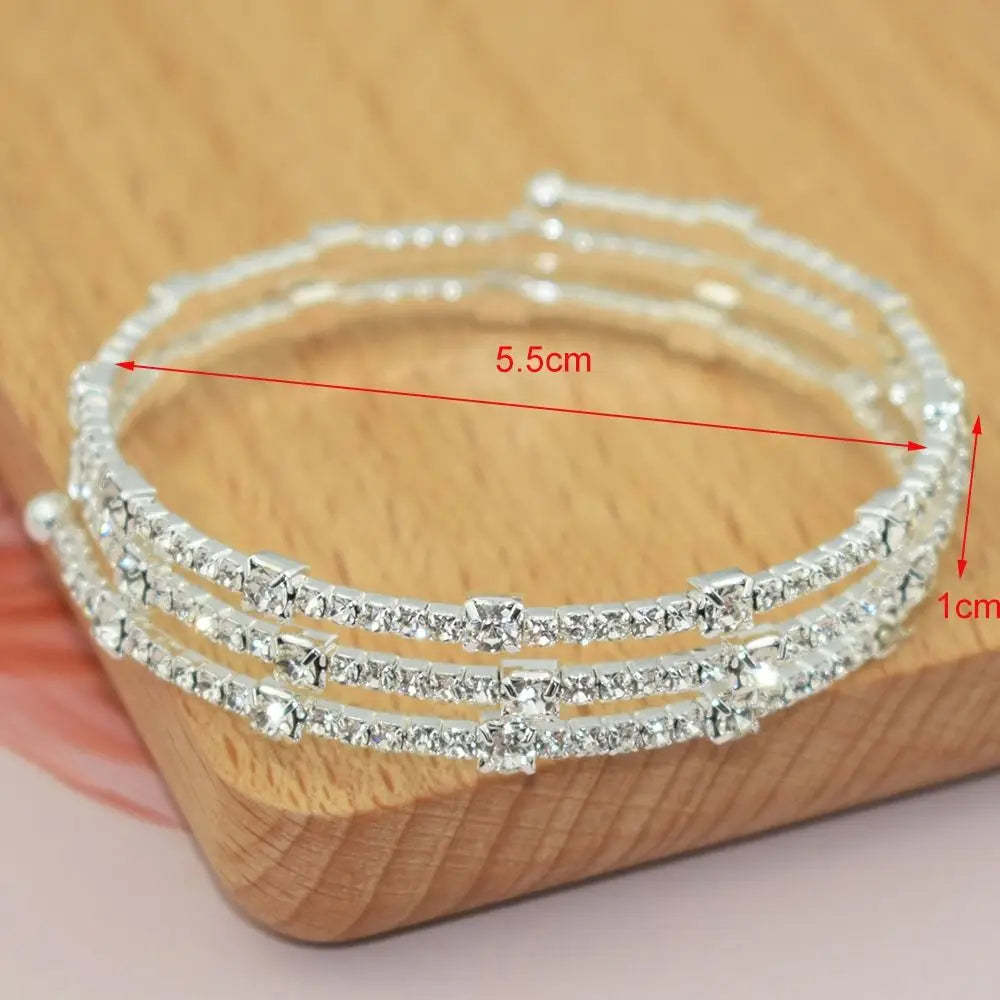Minimalist Women's Bridal Jewelry 3/5 Rows Crystal Rhinestones Bracelet Shining Cubic Zirconia Bracelet Wedding Jewelry Gift New