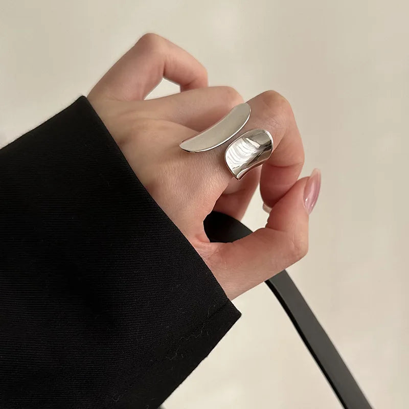 Minimalist Silver Color Cuff Rings