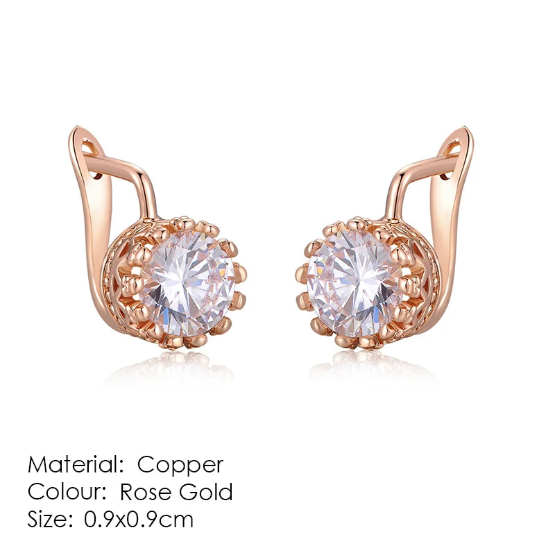 Classic Six Claw Clear  Zirconia Rose Gold Color