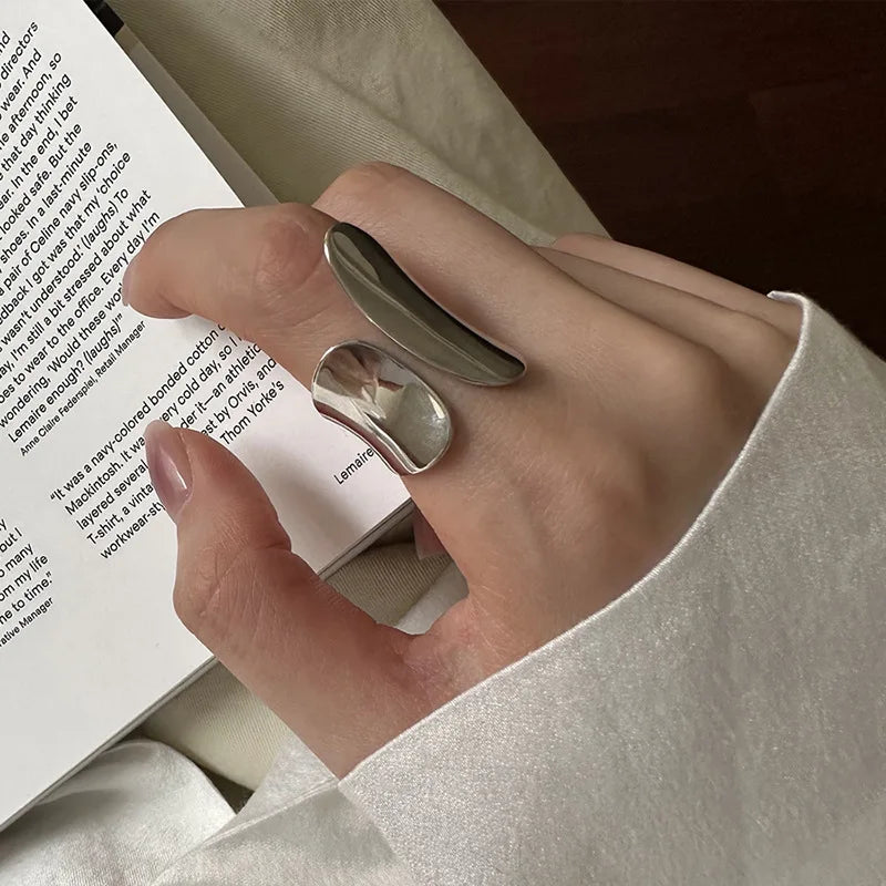 Minimalist Silver Color Cuff Rings