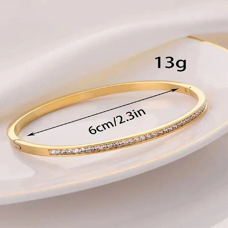 Elegant Gold Color Bangle With Sparkling Rhinestone