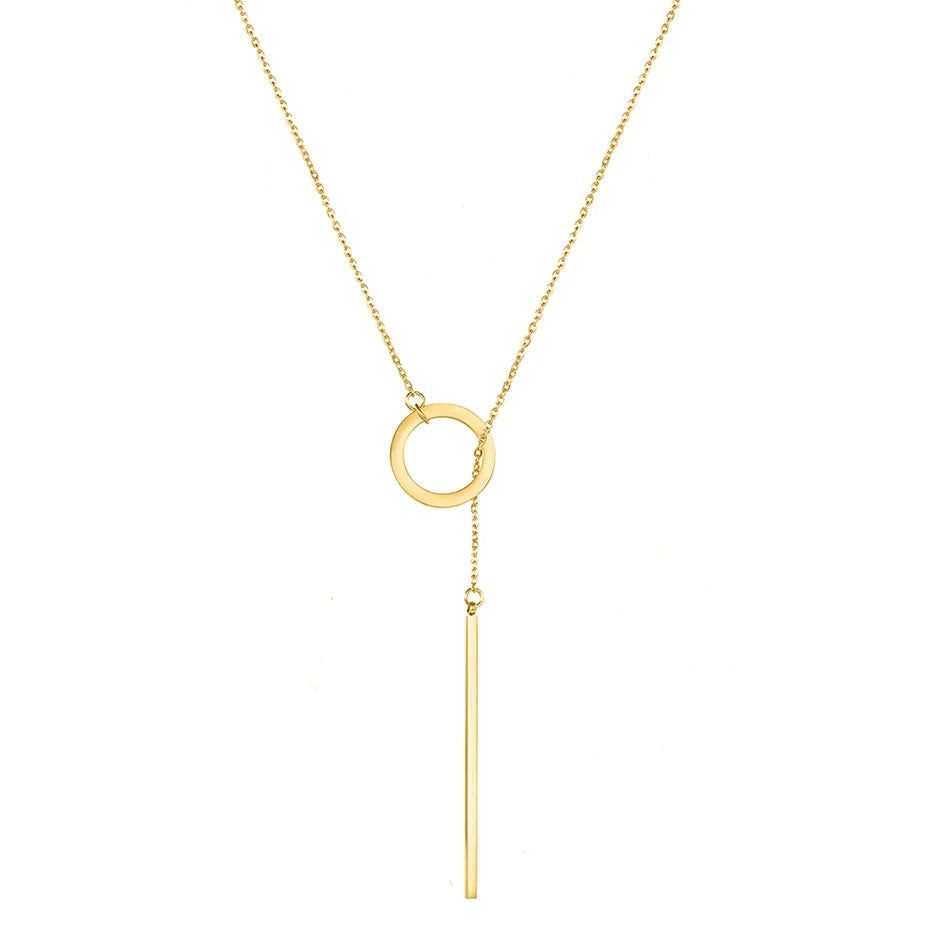 Minimalist Round Stick Pendant Necklace