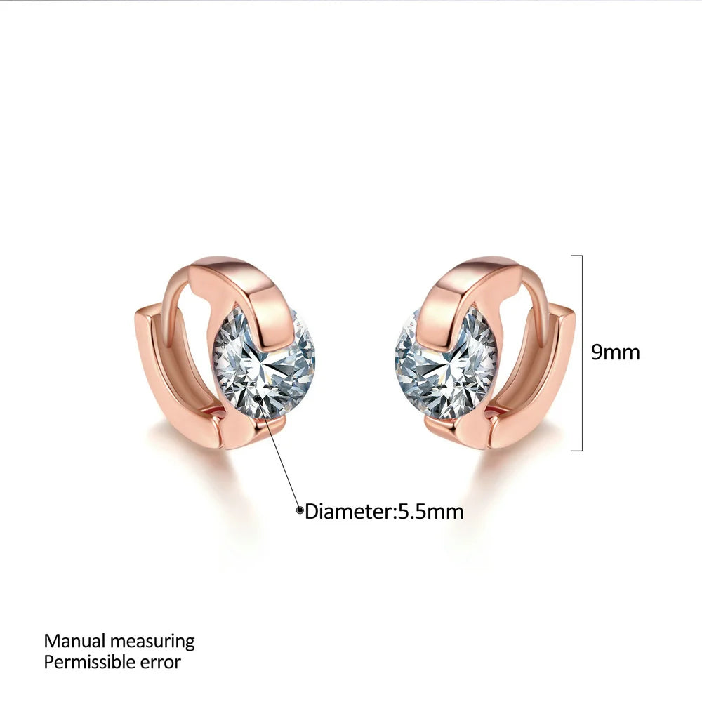 Classic Six Claw Clear  Zirconia Rose Gold Color