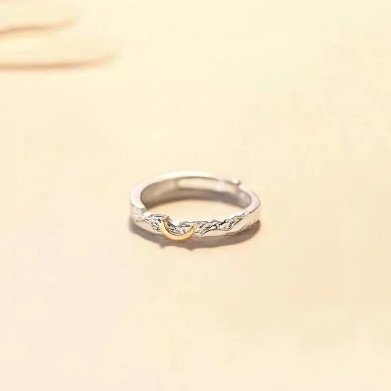 1Pcs Vintage Promise Band Rings Adjustable Matching Rings Sun and Moons