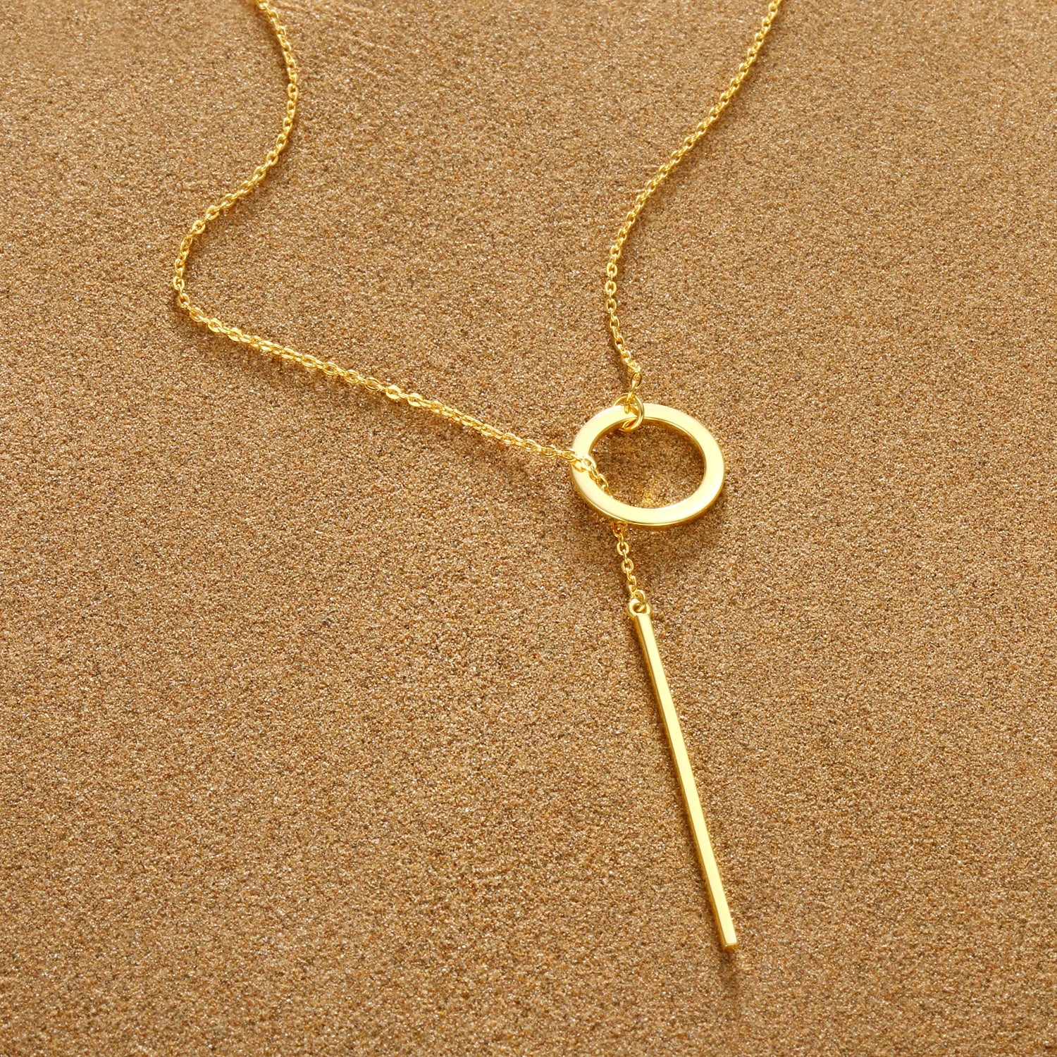 Minimalist Round Stick Pendant Necklace