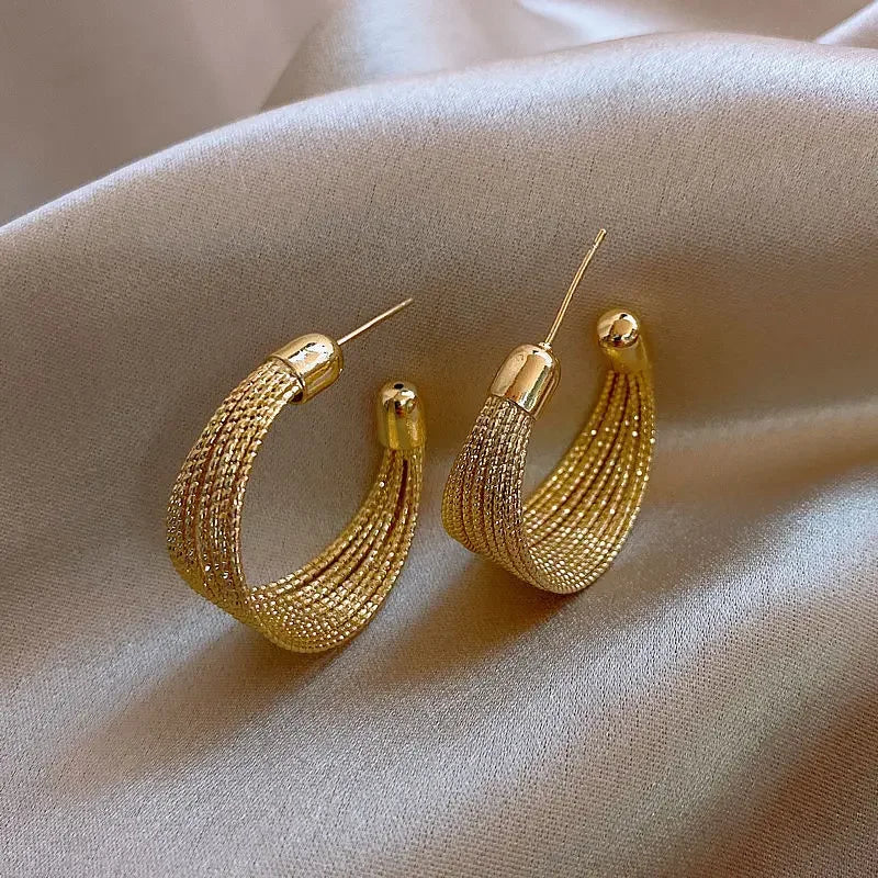 Minimalist Silver Color Multilayer Lines Rings