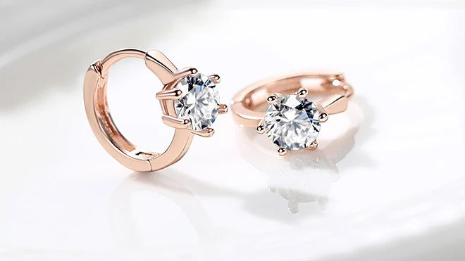Classic Six Claw Clear  Zirconia Rose Gold Color