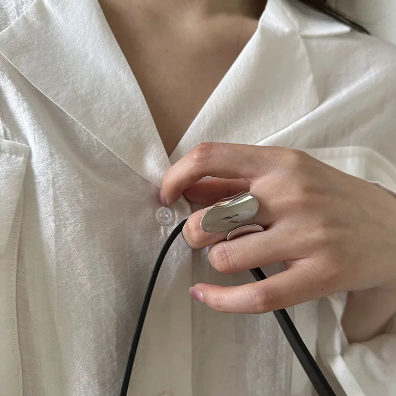 Minimalist Silver Color Cuff Rings