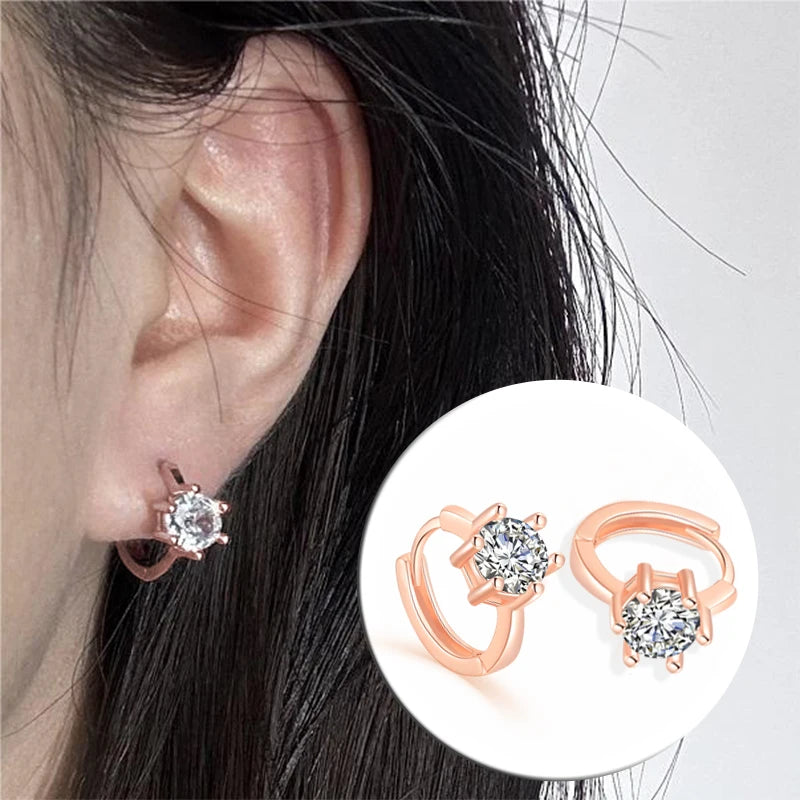 Classic Six Claw Clear  Zirconia Rose Gold Color