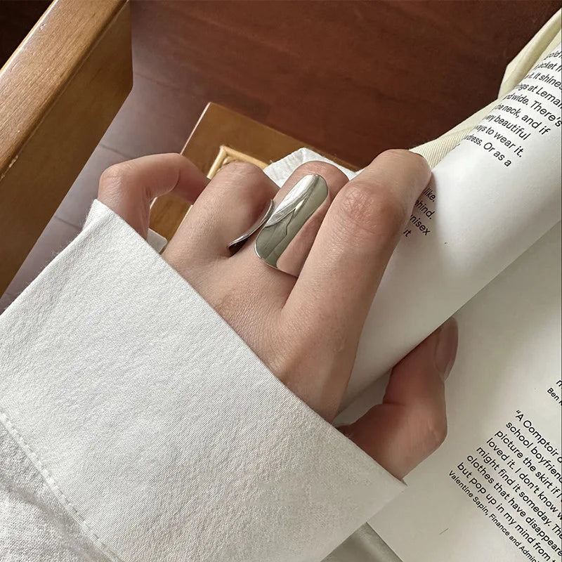 Minimalist Silver Color Cuff Rings