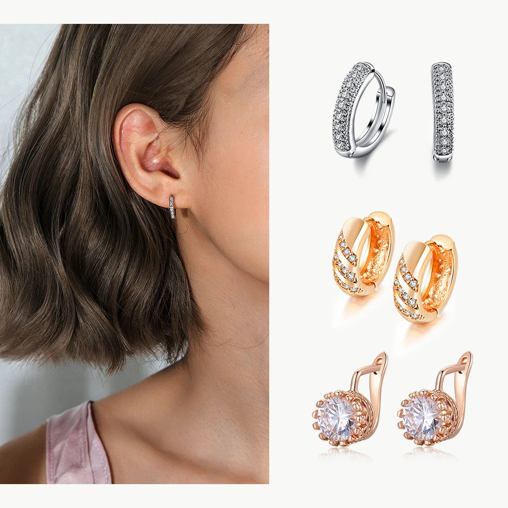 Classic Six Claw Clear  Zirconia Rose Gold Color