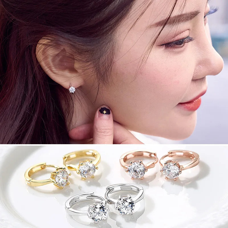 Classic Six Claw Clear  Zirconia Rose Gold Color