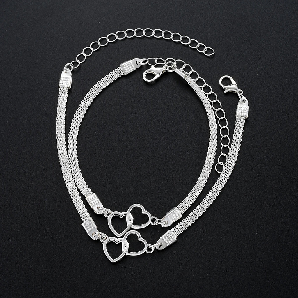 2 Pcs Set Love Heart Couple Bracelets