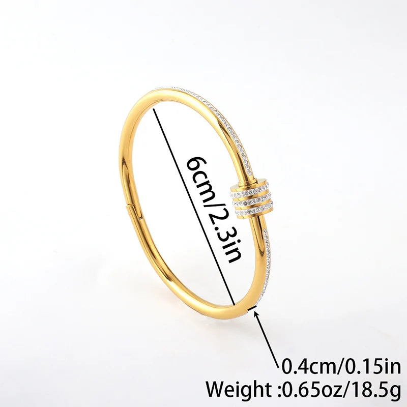 Elegant Gold Color Bangle With Sparkling Rhinestone