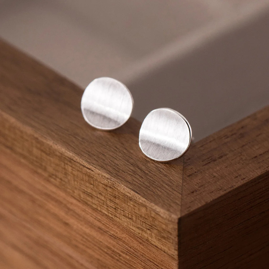 925 Sterling Silver Frosting Round Stud Earrings
