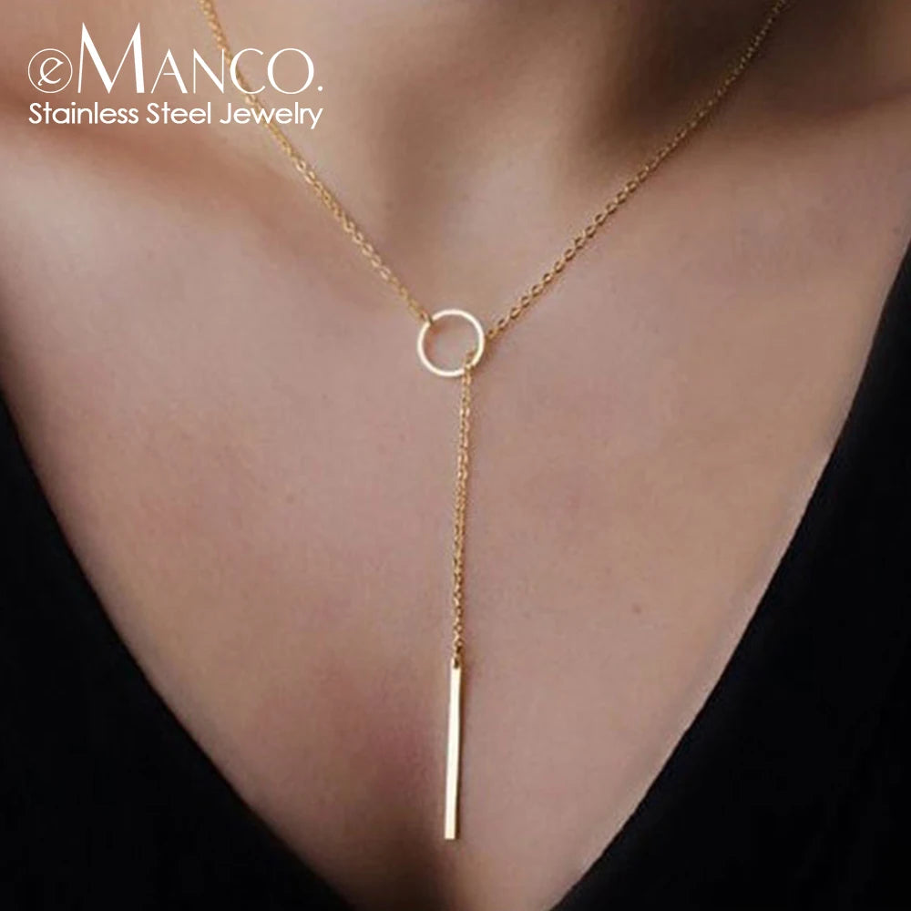 Minimalist Round Stick Pendant Necklace