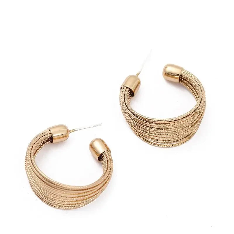 Minimalist Silver Color Multilayer Lines Rings